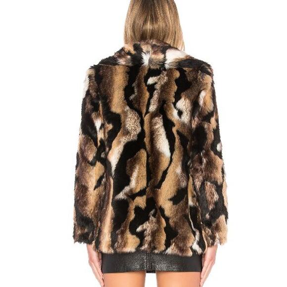 Eaves Colton Faux Fur Tiger Open Coat Jacket Wildcat Brown Women's Size Small - Picture 2 of 7